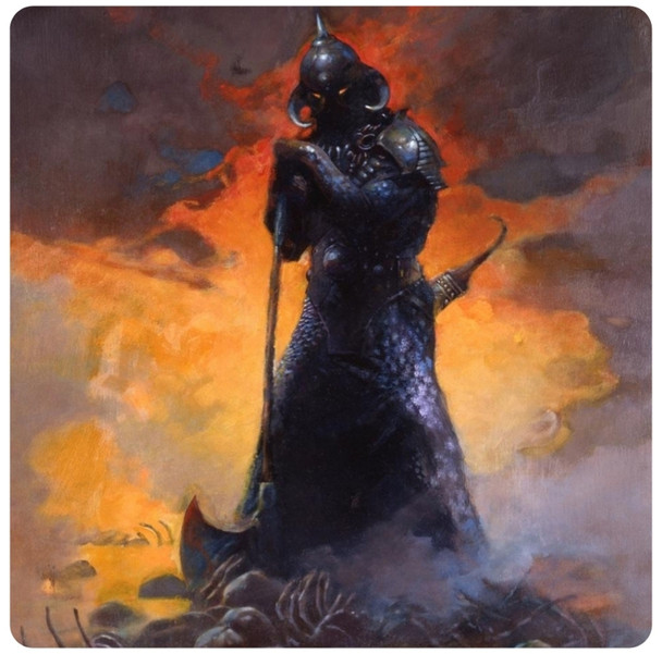 Frank Frazetta Death Dealer 3 Coaster Premium Drink Coaster Resin With Cork Backing 3.8x3.8 inch