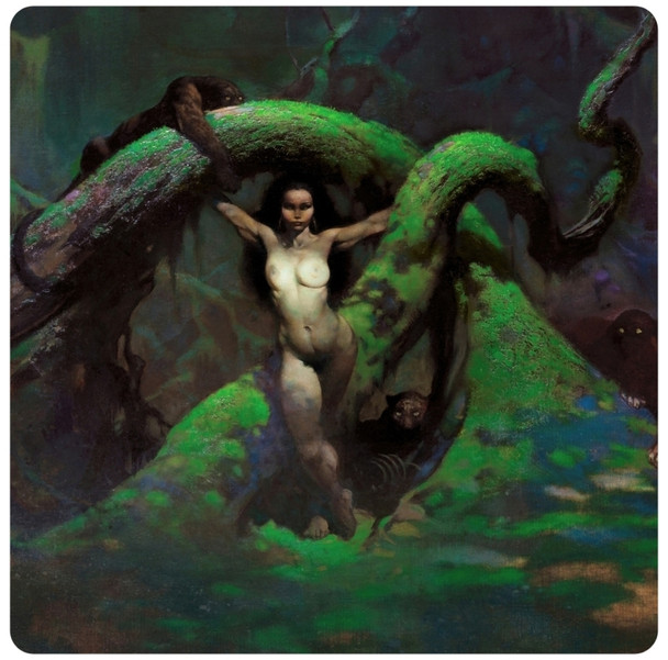 Frank Frazetta Cat Girl Coaster Premium Drink Coaster Resin With Cork Backing 3.8x3.8 inch