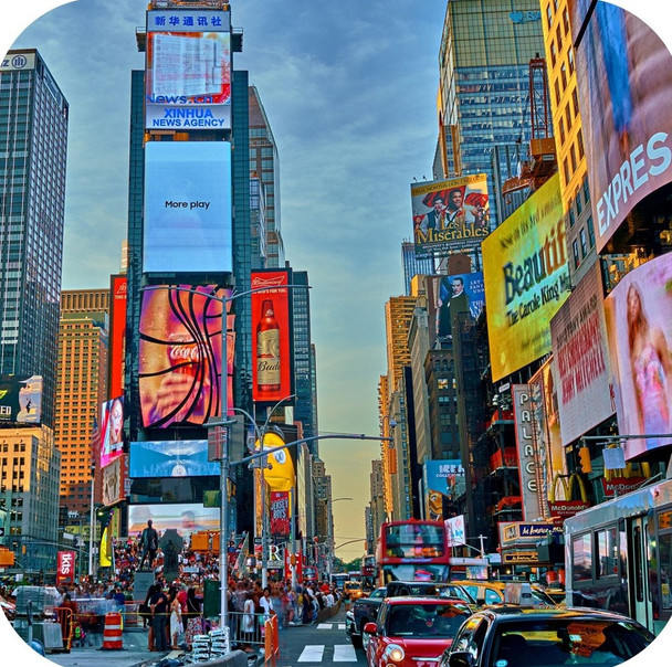 New York City Times Square Manhattan Premium Drink Coaster Resin With Cork Backing