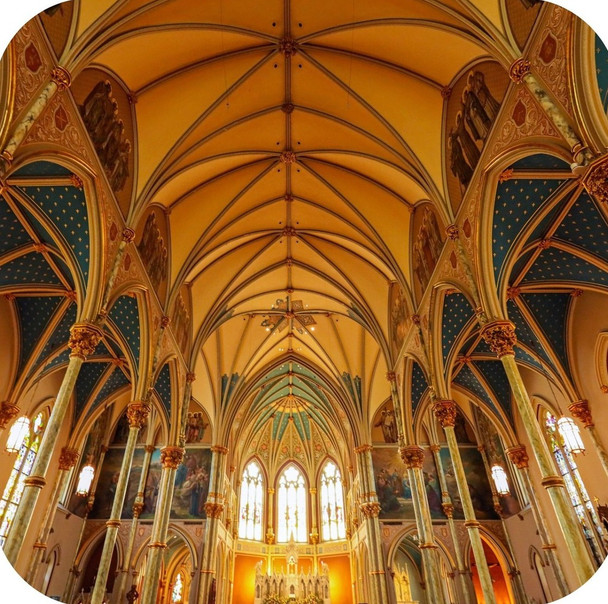 Savannah Georgia St John The Baptist Cathedral Interior View Premium Drink Coaster Resin With Cork Backing