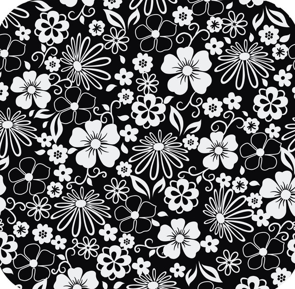 BOHO Bohemian Floral Flower Pattern Black And White  Premium Drink Coaster Resin With Cork Backing