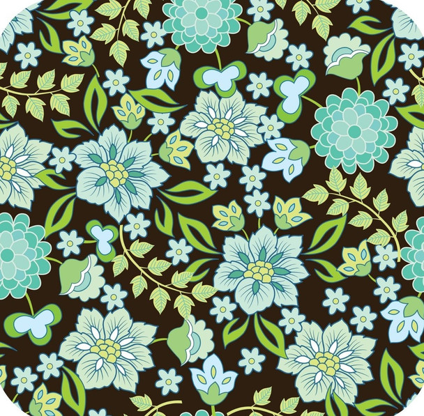 BOHO Bohemian Floral Flower Pattern Brown and Teal Premium Drink Coaster Resin With Cork Backing