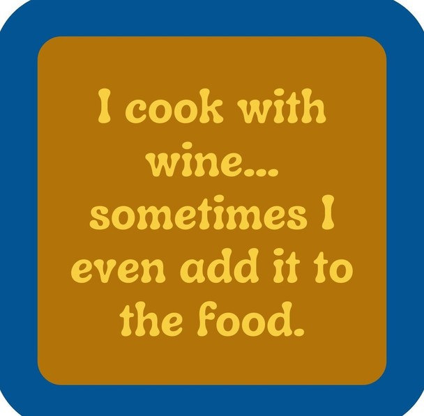 Cooking With Wine Premium Drink Coaster Resin With Cork Backing