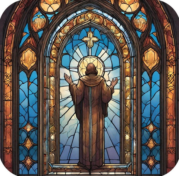 Vibrantly Colored Stained Glass Window Church Artistry V4 Drink Coaster