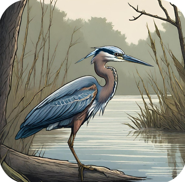 Blue Heron Chesapeake Bay Natural Habitat V6 Drink Coaster