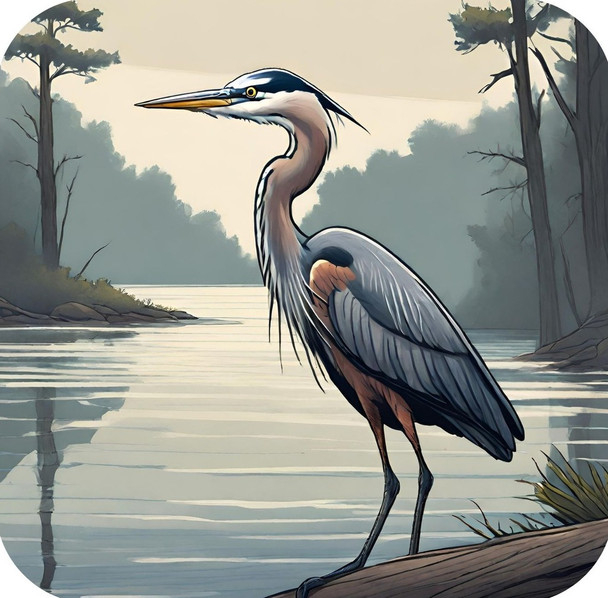 Blue Heron Chesapeake Bay Natural Habitat V2 Drink Coaster