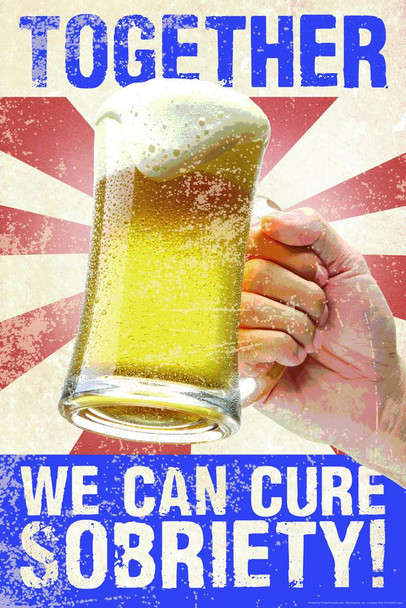 Laminated Together We Can Cure Sobriety! Funny Poster Dry Erase Sign 16x24