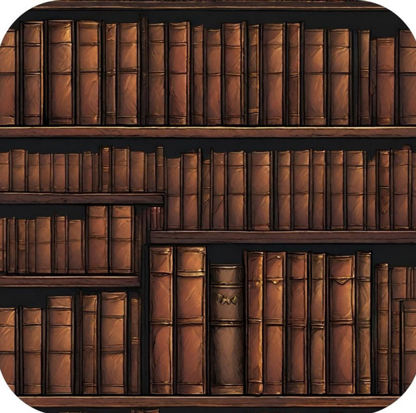Leather Bound Books Library Shelves V5 Drink Coaster