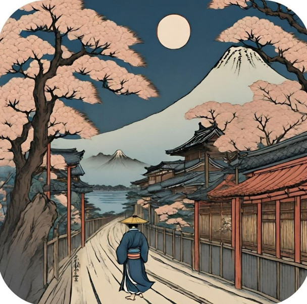 Woodblock Style Print V1 Drink Coaster