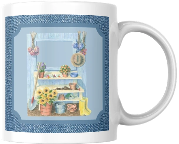 Carols Rose Garden Flower Potting Bench Garden Shed Ceramic Coffee Mug Tea Cup Fun Novelty Gift 12 oz
