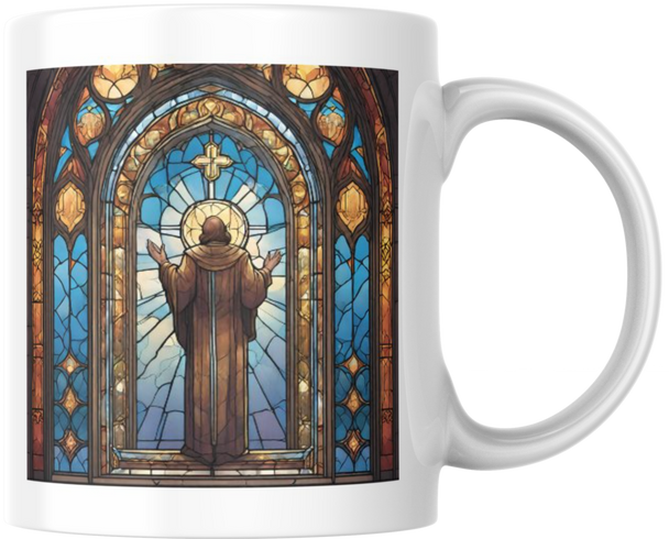 Prayer Is The Key To Heaven But Faith Unlocks The Door Scripture Bible Stained Glass Ceramic Coffee Mug Tea Cup Spiritual Inspirational Faith Gift 12 oz