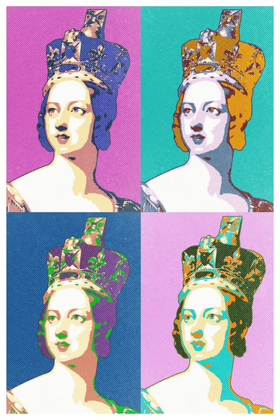 Queen Victoria Pink and Blue Pop Cool Wall Art Print Poster 24x36