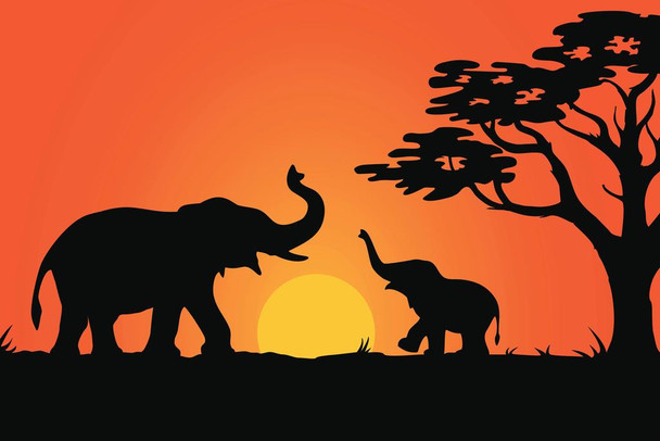 Elephant Family Sunset Photo Photograph African Elephant Wall Art Elephant Posters For Wall Elephant Art Print Elephants Wall Decor Photo Of Elephant Tusks Cool Wall Decor Art Print Poster 36x24