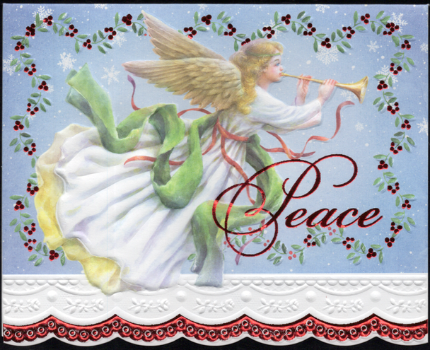 SET OF 3 - Christmas Holiday Angel Portfolio Boxed Note Cards by Carol Wilson. 10 embossed 4x5 Die-Cut Notecards and Matching Envelopes in Decorative Gift Box with Magnetic Flap. NCPX2601