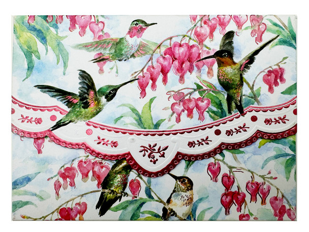 SET OF 3 - Hummingbirds Portfolio Boxed Note Cards by Carol Wilson. 10 embossed 4x5 Die-Cut Notecards and Matching Envelopes in Decorative Gift Box with Magnetic Flap. NCP2508