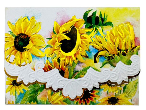 SET OF 3 - Sunflower Portfolio Boxed Note Cards by Carol Wilson. 10 embossed 4x5 Die-Cut Notecards and Matching Envelopes in Decorative Gift Box with Magnetic Flap. NCP2435