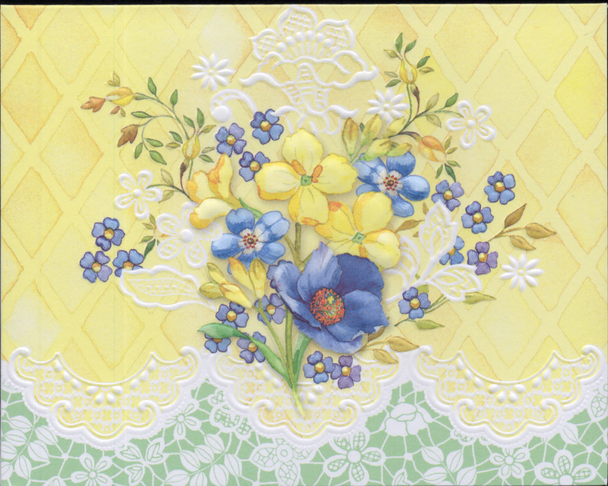 SET OF 3 - Sunny Bouquet Portfolio Boxed Note Cards by Carol Wilson. 10 embossed 4x5 Die-Cut Notecards and Matching Envelopes in Decorative Gift Box with Magnetic Flap. NCP2389