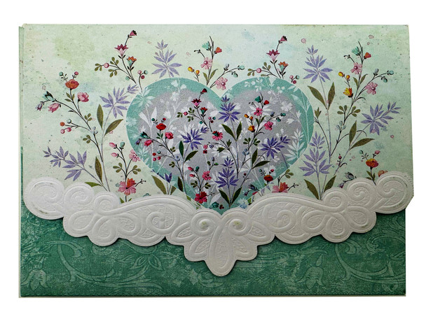 SET OF 3 - Floral Heart Portfolio Boxed Note Cards by Carol Wilson. 10 embossed 4x5 Die-Cut Notecards and Matching Envelopes in Decorative Gift Box with Magnetic Flap. NCP2375