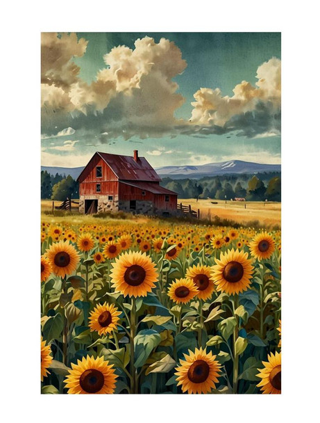 SET OF 3 - Rural Reflections Sunflowers Red Weathered Barn Farm Scene Box of 10 Blank Note Cards 4x5
