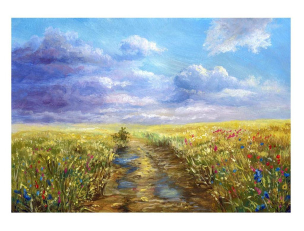 SET OF 3 - Summer Landscape After The Rain Impressionist Painting Box of 10 Blank Note Cards 4x5