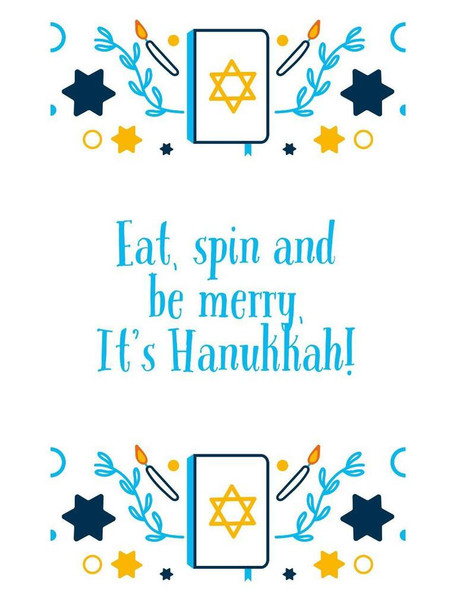 SET OF 3 - Eat Spin Be Merry Funny Hanukkah Chanukah Jewish Holiday Box 10 Blank Note Cards 4x5
