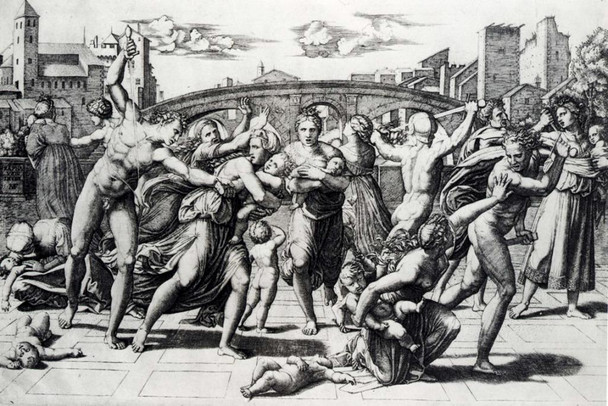 Marcantonio Raimondi The Massacre of the Innocents Fine Art Realism Romantic Artwork Woman Portrait Oil Painting Wall Art Renaissance Art Prints Canvas Painting Cool Wall Art Print Poster 24x36
