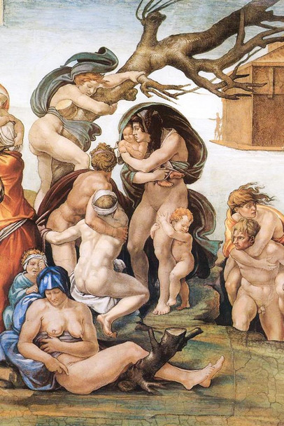 Michelangelo Detail From The Great Flood Fine Art Realism Romantic Artwork Michelangelo Prints Biblical Drawings Portrait Painting Wall Art Renaissance Posters Cool Wall Art Print Poster 24x36