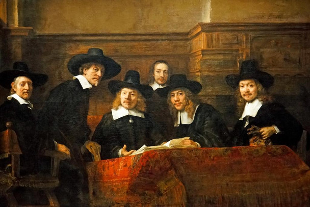 Rembrandt The Sampling Officials Fine Art Realism Artwork Rembrandt Paintings on Canvas Prints Biblical Drawings Portrait Painting Wall Art Renaissance Posters Cool Wall Art Print Poster 36x24