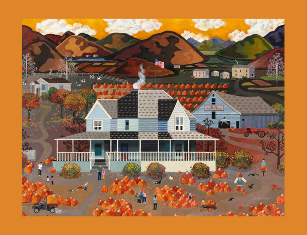 SET OF 3 - Julie Pace Hoff American Folk Art American Pumpkin Patch Box of 10 Blank Note Cards 4x5
