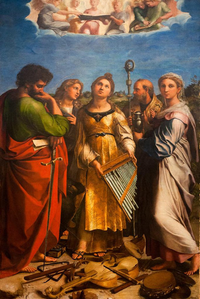 Raphael The St. Cecilia Altarpiece Fine Art Realism Romantic Artwork Raffaello Prints Biblical Drawings Portrait Painting Wall Art Renaissance Posters Canvas Art Cool Wall Art Print Poster 24x36