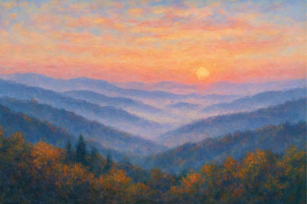 Great Smoky Mountains National Park Impressionist Landscape Wall Art Print Poster 16x24