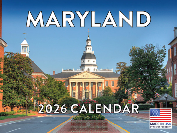 Maryland Calendar 2026 Monthly Wall Calender 12 Month | American Made In The USA