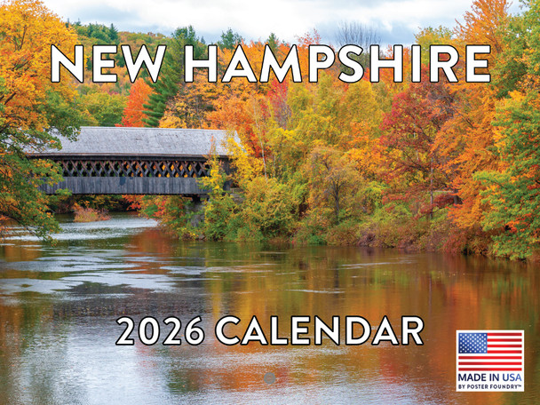 New Hampshire Calendar 2026 Monthly Wall Calender 12 Month | American Made In The USA