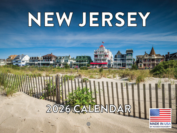 New Jersey Calendar 2026 Wall 12 Month Monthly NJ Scenic Souvenirs Themed Gifts | American Made In The USA