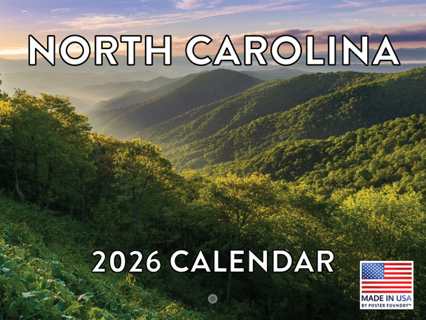 North Carolina Calendar 2026 Wall 12 Month Monthly NC Scenic Souvenirs Themed Gifts | American Made In The USA