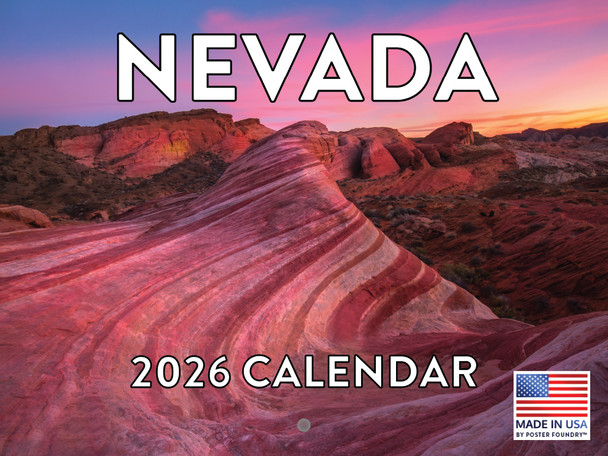 Nevada Calendar 2026 Wall 12 Month Monthly NV Scenic Souvenirs Themed Gifts | American Made In The USA