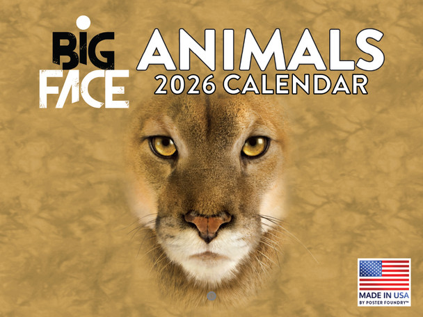 Vincent Hie Big Face Animal Calendar 2026 Monthly Wall Calender 12 Month | American Made In The USA