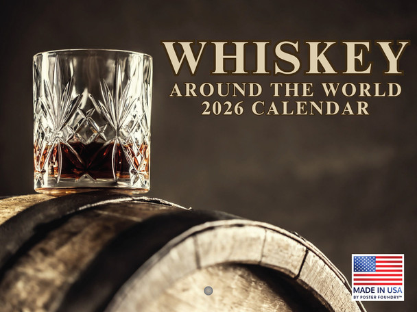 Whiskey Around World Calendar 2026 Monthly Wall Calender 12 Month | American Made In The USA
