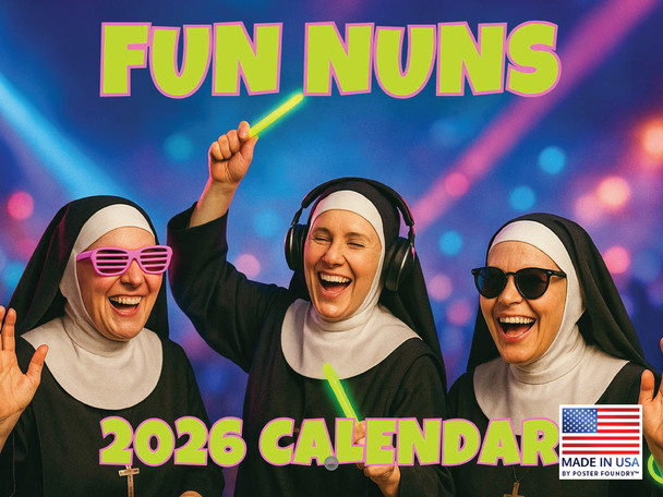 Fun Nuns Calendar 2026 Monthly Wall Calender 12 Month | American Made In The USA