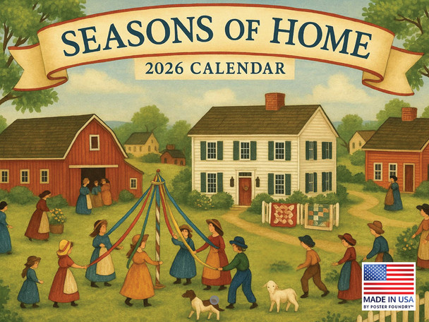 Seasons Of Home Folk Art 2026 Monthly Wall Calendar 12 Month | American Made In The USA