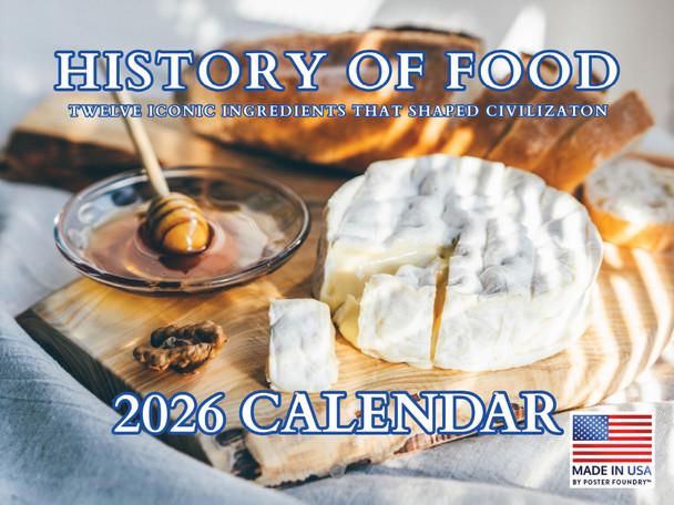 History Of Food Calendar 2026 Foodie Gift Monthly Wall Calender 12 Month | American Made In The USA