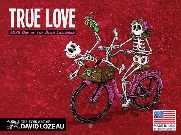Skeleton Day of Dead by David Lozeau Calendar 2026 Monthly Wall Calender 12 Month | American Made In The USA