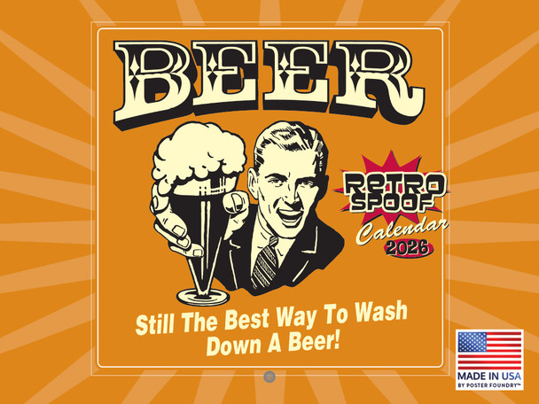 Retro Humor Beer Calendar 2026 Monthly Wall Calender 12 Month | American Made In The USA