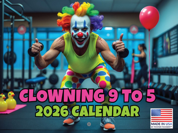 Clowns 9 to 5 Calendar 2026 Monthly Wall Creepy Clown Gifts Calender 12 Month | American Made In The USA