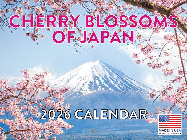 Japan Cherry Blossoms Calendar 2026 Monthly Wall Calender 12 Month | American Made In The USA