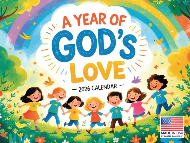 Kids Bible Calendar 2026 Monthly Wall Christian Children Study For Inspiration Calender 12 Month | American Made In The USA