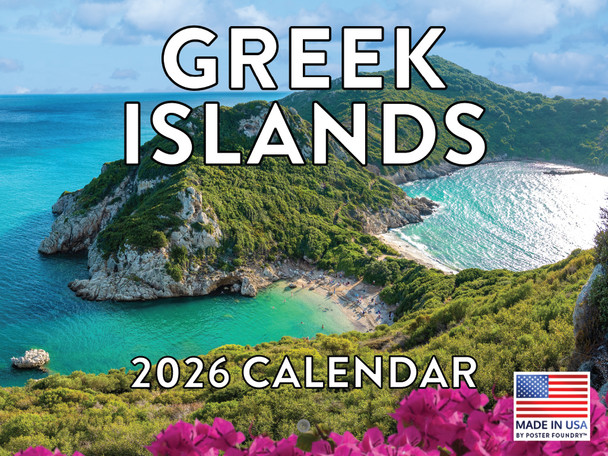 Greek Islands Calendar 2026 Monthly Wall Calender 12 Month | American Made In The USA