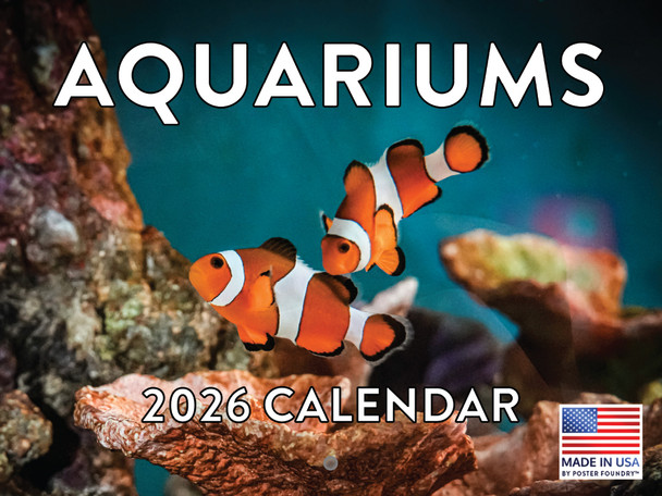Aquarium Calendar 2026 Fish Monthly Wall Calender 12 Month | American Made In The USA
