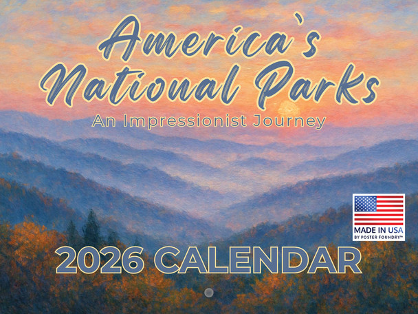 National Parks Impressionist Style Art Calendar 2026 Monthly Wall Calender National Park Gifts 12 Month | American Made In The USA