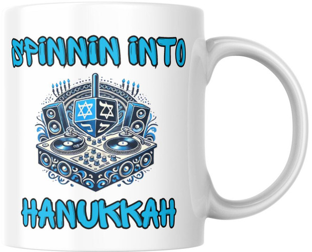 Spinnin Into Hanukkah Funny Holiday Ceramic Coffee Mug Tea Cup Fun Novelty 12 oz